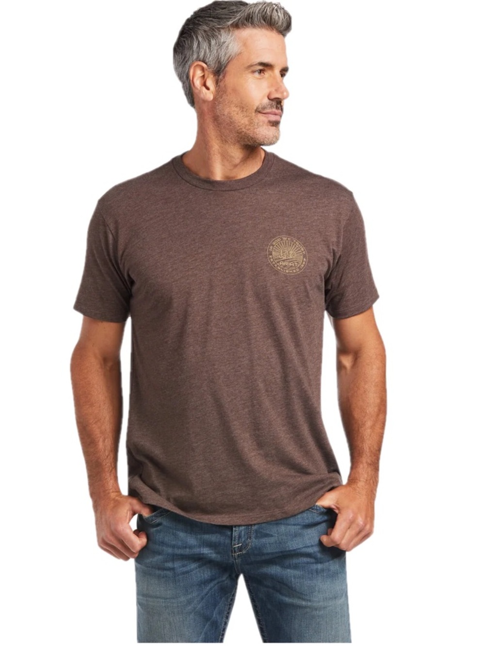 Ariat Men’s SOD Graphic Tee Brown Heather Medium Tractor Western Soft Casual